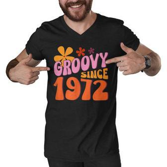 50Th Birthday Groovy Since 1972 Men V-Neck Tshirt - Seseable