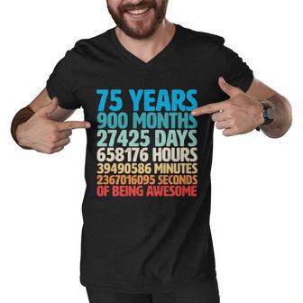 75 Years Of Being Awesome Birthday Time Breakdown Tshirt Men V-Neck Tshirt - Monsterry UK