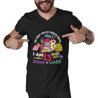 8Th Grade Back To First Day Of School Graphic Plus Size Shirt For Teacher Studen Men V-Neck Tshirt - Monsterry