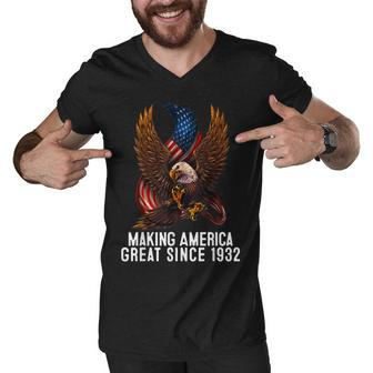 90Th BirthdayMaking America Great Since 1932 Men V-Neck Tshirt - Thegiftio UK