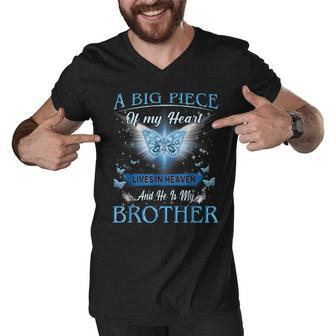 A Big Piece Of My Heart Lives In Heaven He Is My Brother Men V-Neck Tshirt - Thegiftio UK