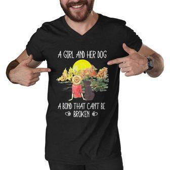 A Girl And Her Dog A Bond That Cant Be Broken Cute Graphic Design Printed Casual Daily Basic Men V-Neck Tshirt - Thegiftio UK