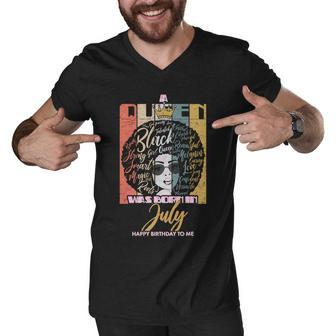 A Queen Was Born In July Graphic Design Printed Casual Daily Basic Men V-Neck Tshirt - Thegiftio UK