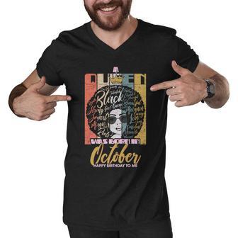 A Queen Was Born In October Men V-Neck Tshirt - Monsterry AU