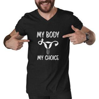 Abortion Rights My Body My Choice Uterus Middle Finger Men V-Neck Tshirt - Monsterry UK