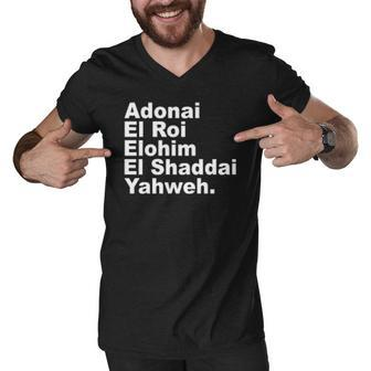 Adonai El Roi Elohim El Shaddai Yahweh Men V-Neck Tshirt - Thegiftio UK