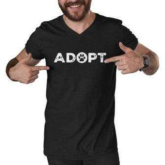Adopt Show Love To Animals Dog And Cat Lover Paw Gift Men V-Neck Tshirt - Monsterry