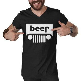 Adult Beer Funny Upside Down Logo Tshirt Men V-Neck Tshirt - Monsterry UK
