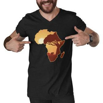 Africa Elephant Map African Safari Men V-Neck Tshirt | Mazezy