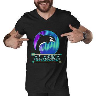 Alaska State Pride Alaska Northern Lights Alaskan Orca Whale Men V-Neck Tshirt - Monsterry AU