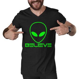 Alien Believe Funny Science V2 Men V-Neck Tshirt - Monsterry DE