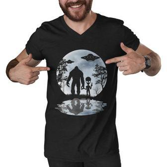 Alien Bigfoot Moon Sasquatch Ufo Extraterrestrial Men Women Graphic Design Printed Casual Daily Basic Men V-Neck Tshirt - Thegiftio UK