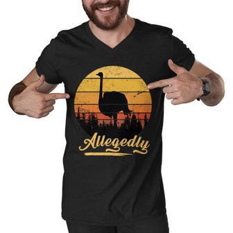 Allegedly Ostrich Retro Tshirt Men V-Neck Tshirt - Monsterry