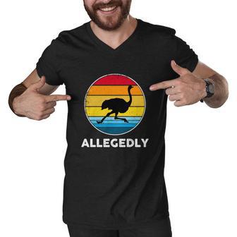 Allegedly Ostrich Shirt Retro Vintage Ostrich Lover Men V-Neck Tshirt - Monsterry