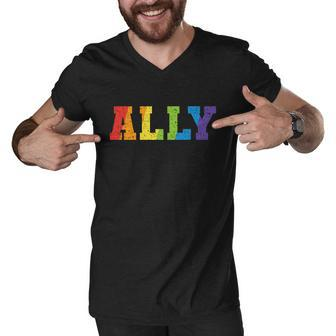 Ally Rainbow Lgbt Ally Gay Pride Parades Lgbt Awareness Graphic Design Printed Casual Daily Basic Men V-Neck Tshirt - Thegiftio UK