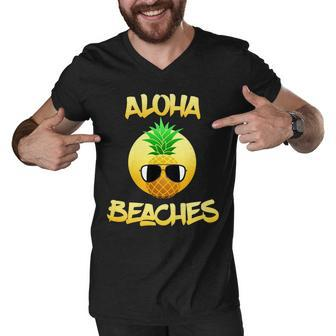 Aloha Beaches Tshirt Men V-Neck Tshirt - Monsterry AU