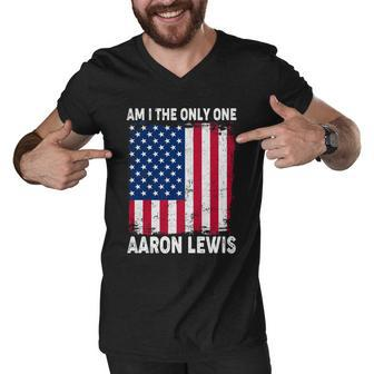 Am I The Only One Aaron Lewis Distressed Usa American Flag Men V-Neck Tshirt - Monsterry DE