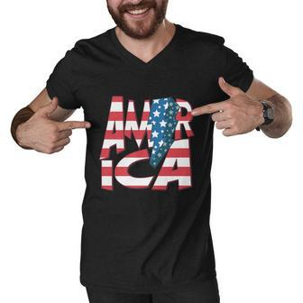 America Usa Flag Patriotic Independence Day 4Th Of July Meaningful Gift Men V-Neck Tshirt - Monsterry UK