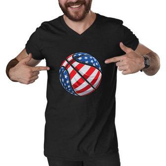 American Flag Basketball Men V-Neck Tshirt - Monsterry