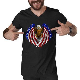 American Flag Eagle Tshirt V2 Men V-Neck Tshirt - Monsterry DE