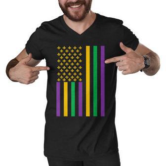 American Flag Mardi Gras Mardi Gras Crawfish Outfit Men V-Neck Tshirt - Thegiftio UK