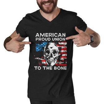 American Proud Union To The Bone Labor Day Union Worker Great Gift Graphic Design Printed Casual Daily Basic Men V-Neck Tshirt - Thegiftio UK