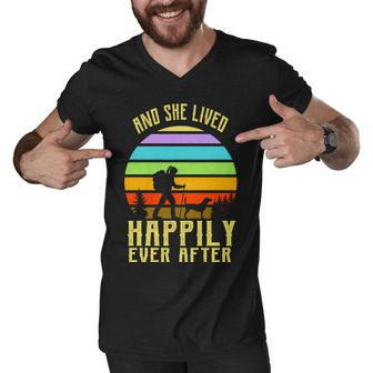 And She Lived Happily Ever After Hiking Men V-Neck Tshirt - Monsterry UK