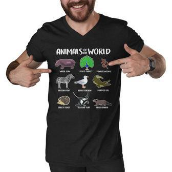 Animals Of The World Tshirt Men V-Neck Tshirt - Monsterry