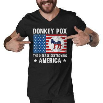 Anti Biden Funny Donkey Pox The Disease Destroying America V4 Men V-Neck Tshirt - Thegiftio UK