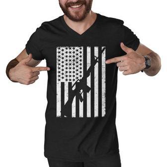 Ar-15 Gun Vintage American Flag Tshirt Men V-Neck Tshirt - Monsterry AU