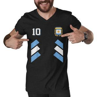 Argentina Soccer Argentinian Football Retro 10 Jersey Men V-Neck Tshirt - Thegiftio UK