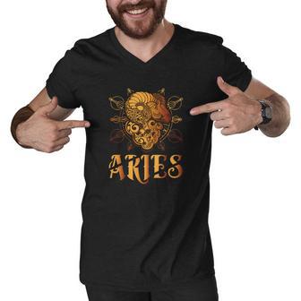 Aries Goat Zodiac Tshirt Men V-Neck Tshirt - Monsterry UK