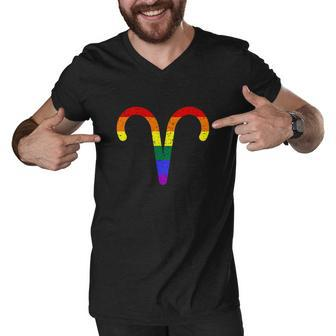 Aries Lgbt Aries Lgbt Pride Aries Lgbt Outfit Gift Men V-Neck Tshirt - Monsterry