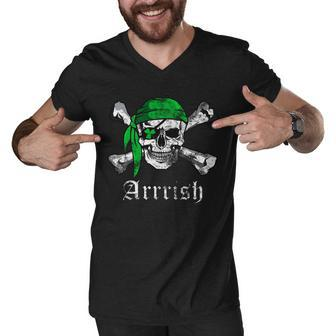 Arrrish Irish Pirate Skull Clover Tshirt Men V-Neck Tshirt - Monsterry UK