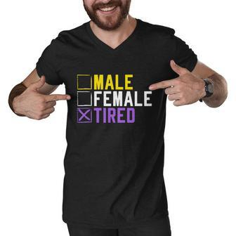Asexual Transexual Lgbt Pride Gift Tired Non Binary Graphic Design Printed Casual Daily Basic Men V-Neck Tshirt - Thegiftio UK