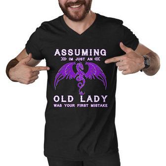 Assuming Im Just An Old Lady Was Your First Mistake Tshirt Men V-Neck Tshirt - Monsterry UK