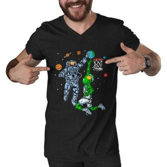 Astronaut And Alien Basketball Men V-Neck Tshirt - Monsterry