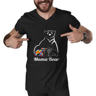  Autism Awareness Mama Bear Men V-Neck Tshirt - Monsterry