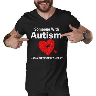 Autism Has A Piece Of My Heart Tshirt Men V-Neck Tshirt - Monsterry UK