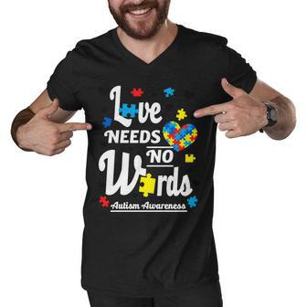 Autism Love Needs No Words Men V-Neck Tshirt - Monsterry CA