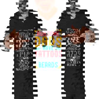 Awesome Dads Have Tattoos And Beards Best Dad Ever Fathers Day Graphic Design Printed Casual Daily Basic Men V-Neck Tshirt - Thegiftio