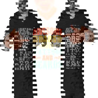 Awesome Dads Have Tattoos And Beards For Fathers Day V2 Men V-Neck Tshirt - Thegiftio