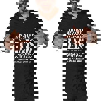 Awesome Dads Have Tattoos And Beards Funny Graphic Design Printed Casual Daily Basic Men V-Neck Tshirt - Thegiftio