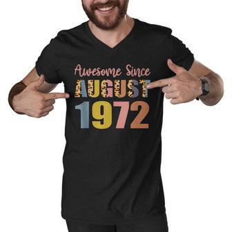 Awesome Since August 1972 50 Years Old 50Th Birthday V2 Men V-Neck Tshirt - Thegiftio UK