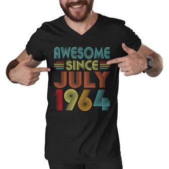 Awesome Since July 1964 Vintage 58 Years Old 58Th Birthday Men V-Neck Tshirt - Seseable
