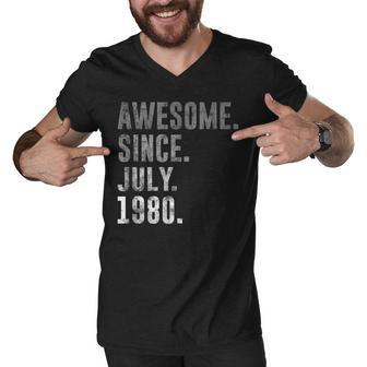 Awesome Since July 1980 42Nd Birthday Vintage 1980 Men V-Neck Tshirt - Seseable