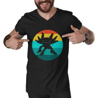 Axolotl Funny Retro Men V-Neck Tshirt - Monsterry