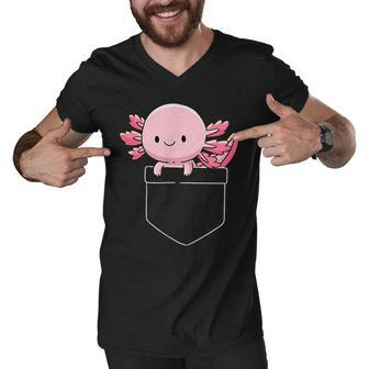 Axolotl In Pocket Kawaii Cute Anime Pet Gifts Men V-Neck Tshirt - Thegiftio UK