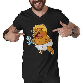 Baby Trump Crying Tweet Tshirt Men V-Neck Tshirt - Monsterry