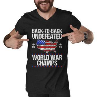 Back To Back Undefeated World War Champs Usa Flag Men V-Neck Tshirt - Monsterry UK